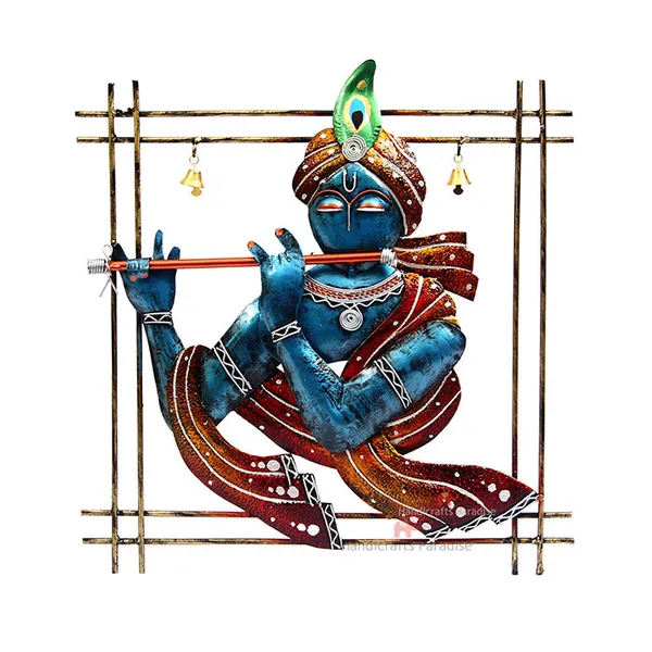Multicolor_Iron_Wall_Art_Blue_Krishna_Playing_Flute,_12.75_Inch