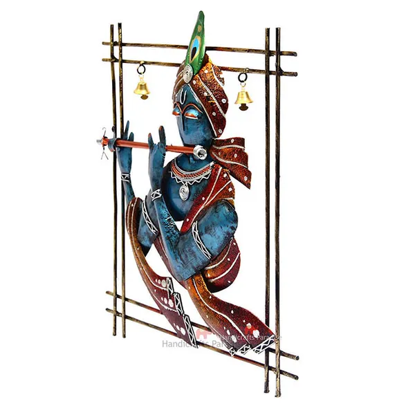 Multicolor_Iron_Wall_Art_Blue_Krishna_Playing_Flute,_12.75_Inch