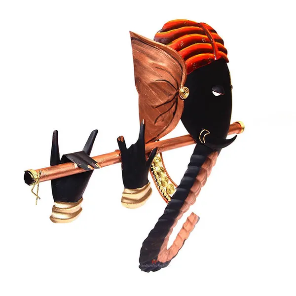 Black_Ganesha_Playing_Flute_Iron_Wall_Art_,_16_Inch