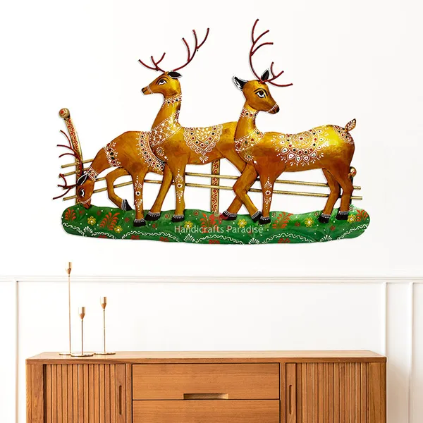 Golden_Wrought_Iron_Standing_Reindeer_Wall_Dacor,_17_Inch