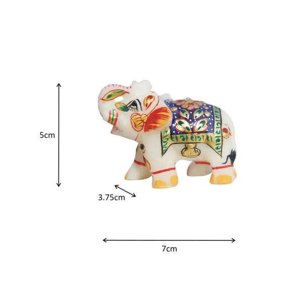 White_Marble_Elephant_Blue_Embossed_Showpiece_,_2_Inch