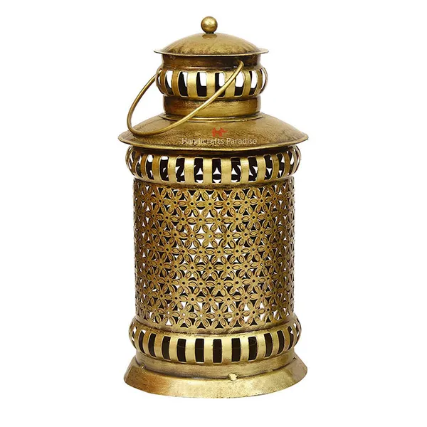Golden_Lantern_Shaped_Tealight_Holder_Wall_Hanging_Cut_Work_For_Home_Decor,_13.5_Inch