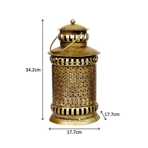Golden_Lantern_Shaped_Tealight_Holder_Wall_Hanging_Cut_Work_For_Home_Decor,_13.5_Inch
