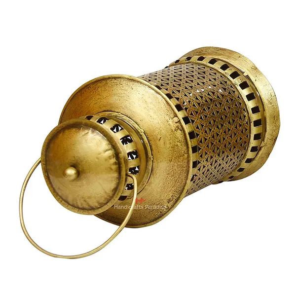 Golden_Lantern_Shaped_Tealight_Holder_Wall_Hanging_Cut_Work_For_Home_Decor,_13.5_Inch