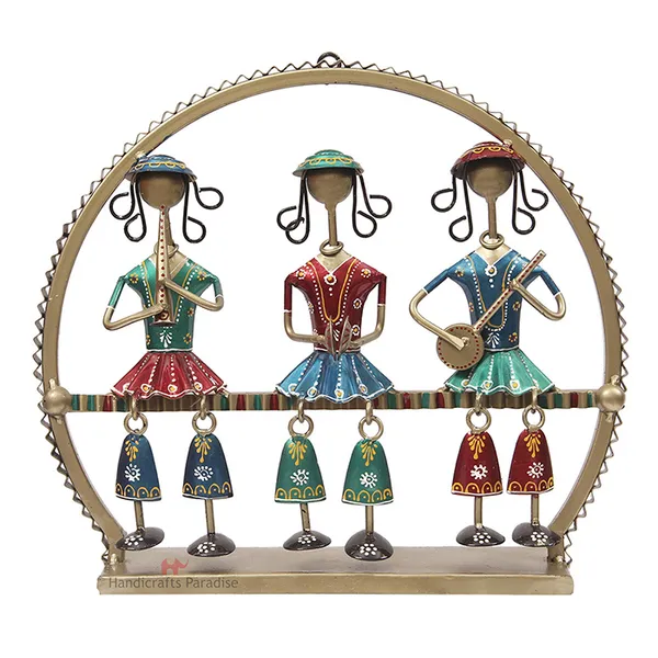 Multicolor_Girls_Playing_Music_Seated_On_Stool_Showpiece_,_13_Inch