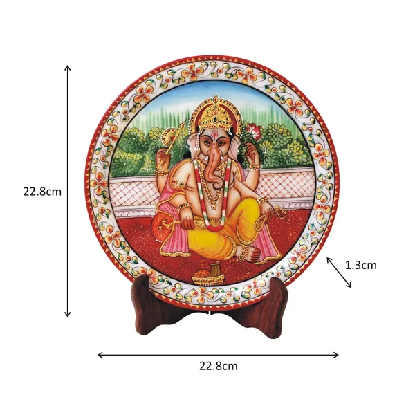 Multicolor_Ganesha_Painted_Marble_Plate_,9_Inch
