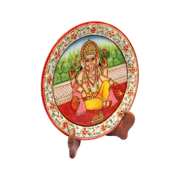 Multicolor_Ganesha_Painted_Marble_Plate_,9_Inch