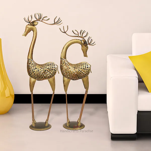 Golden_Tea_Light_Deer_Showpiece_In_Wrought_Iron_,_31_Inch_(Set_Of_2)