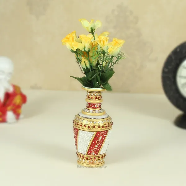 Red_Marble_Flower_Vase_With_Intricate_Design_For_Home_Decor_(6_Inch)