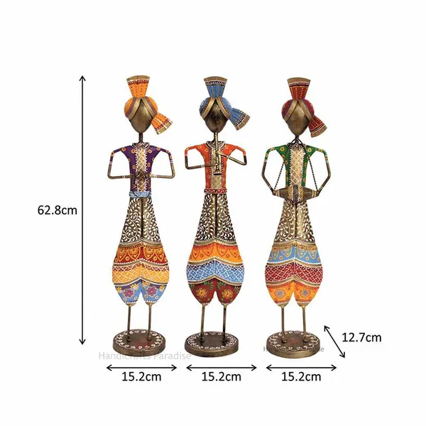 Multicolor_Wrought_Iron_Painted_Musical_Dolls,_24_Inch,_(Set_Of_3_Piece)