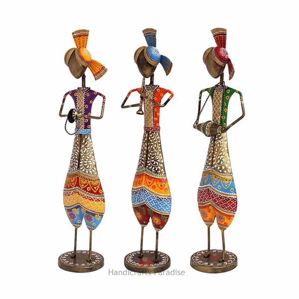 Multicolor_Wrought_Iron_Painted_Musical_Dolls,_24_Inch,_(Set_Of_3_Piece)