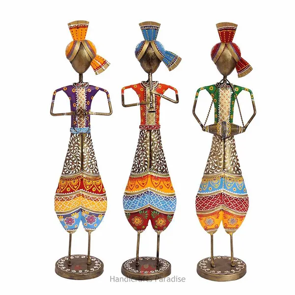 Multicolor_Wrought_Iron_Painted_Musical_Dolls,_24_Inch,_(Set_Of_3_Piece)