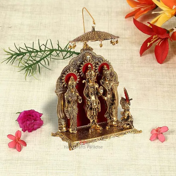 Golden_Antique_Chattaar_On_Top_Aluminium_Ram_Darbar_Idol