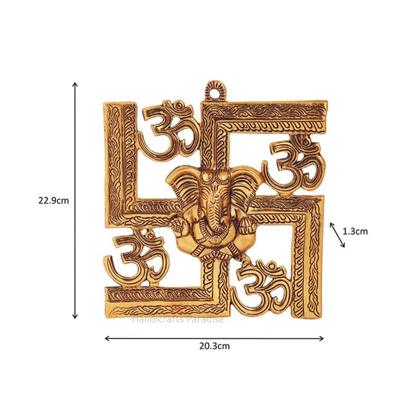 Golden_Swastik_Wall_Hanging_With_Om_And_Ganesh_Motiff_,_9_Inch