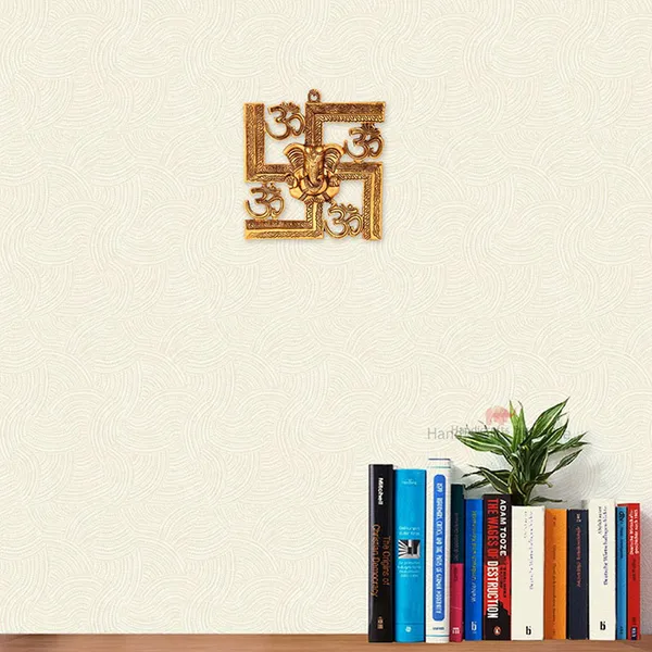 Golden_Swastik_Wall_Hanging_With_Om_And_Ganesh_Motiff_,_9_Inch