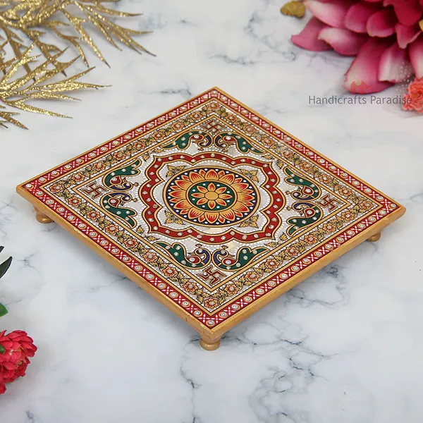 Multicolor_Marble_Puja_Chowki_For_With_Intricate_Design_Temple_Use_-_8_Inch