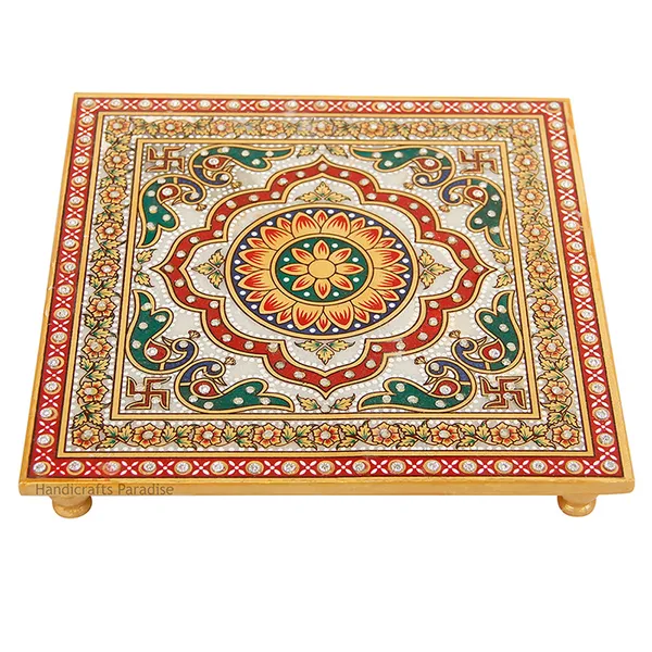 Multicolor_Marble_Puja_Chowki_For_With_Intricate_Design_Temple_Use_-_8_Inch