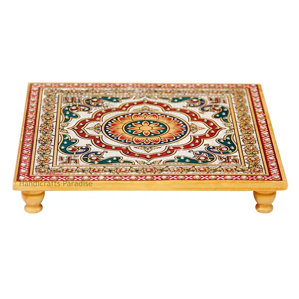 Multicolor_Marble_Puja_Chowki_For_With_Intricate_Design_Temple_Use_-_8_Inch
