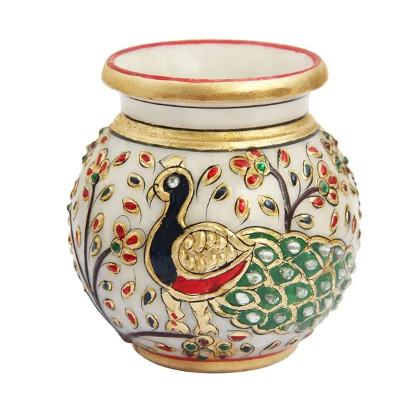 Multicolor_Marble_Flower_Vase_With_Enamel_Peacock_Design