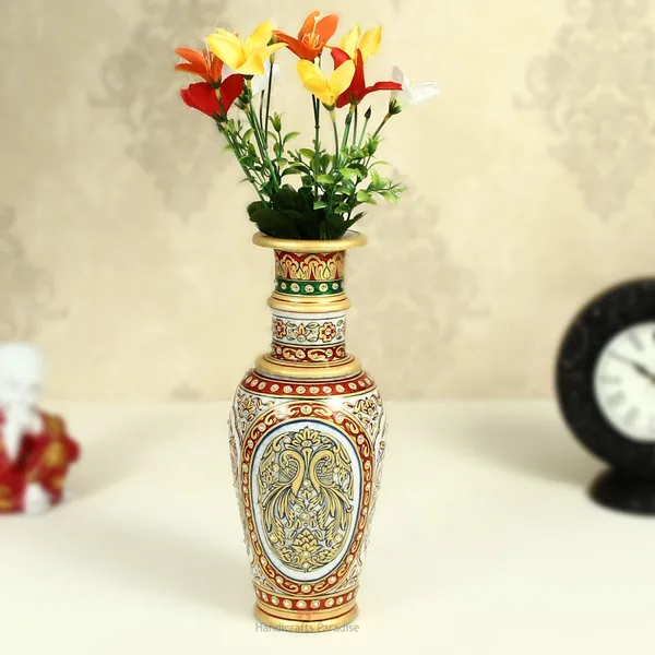 Multicolor_Marble_Flower_Vase_With_Swans_Painted