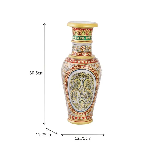 Multicolor_Marble_Flower_Vase_With_Swans_Painted