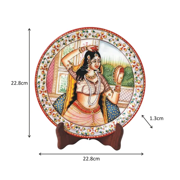 Multicolor_Shringar_Design_Painted_Marble_Plate_,9_Inch