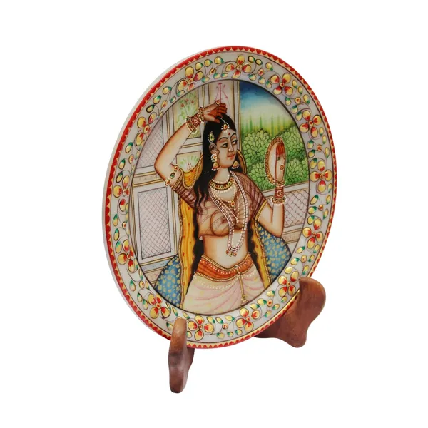 Multicolor_Shringar_Design_Painted_Marble_Plate_,9_Inch