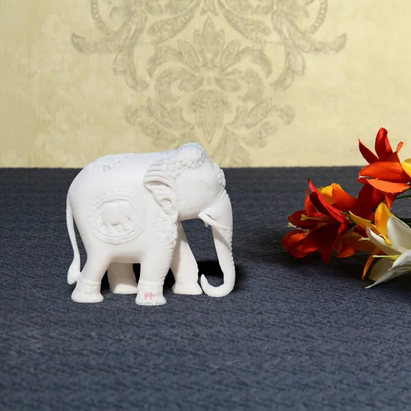 White_Resin_Fine_Finish_Elephant_Figurine,_2.75_Inch