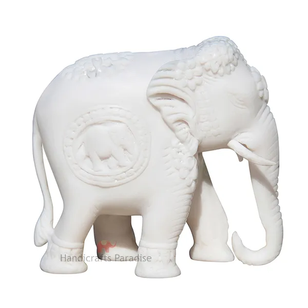 White_Resin_Fine_Finish_Elephant_Figurine,_2.75_Inch