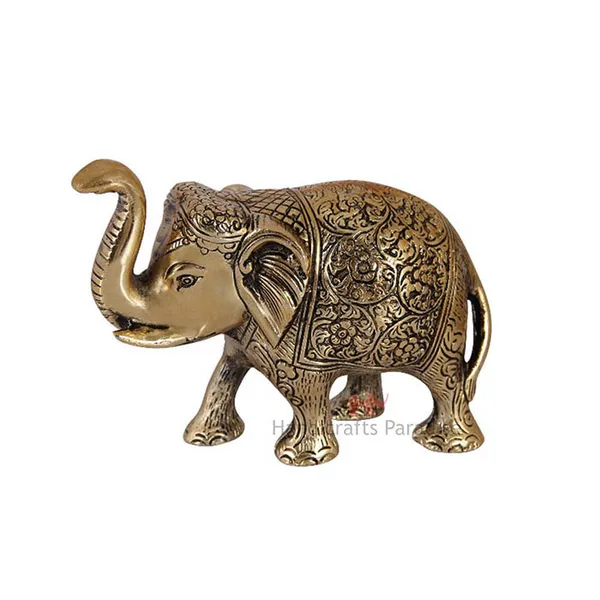 Golden_Metal_Elephant_Trunk_Up_Antique_Showpiece,_5.25_Inch