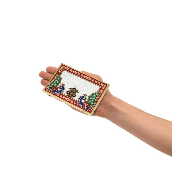 Multicolor_Marble_Puja_Chowki_In_Rectangle_Shape_With_Intricate_Design,_6_Inch_(Set_Of_2)