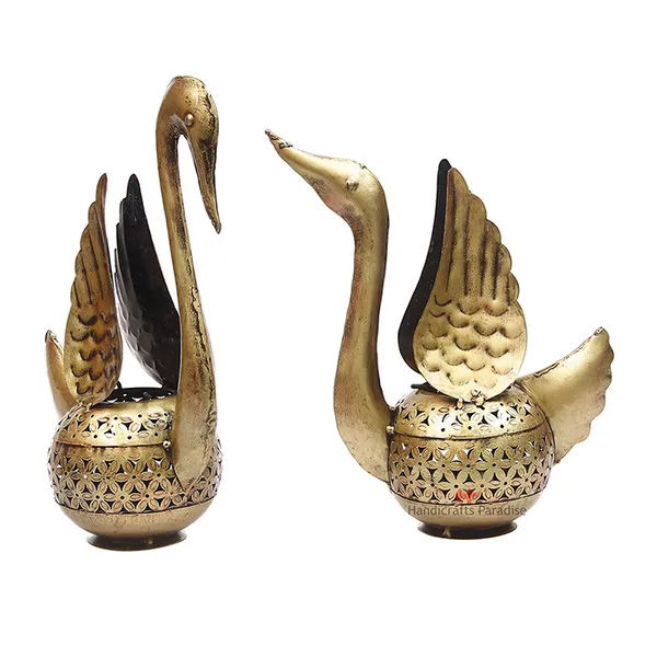 Golden_Swan_Showpiece_In_Wrought_Iron_For_Home_Decor_,_13.75Inch