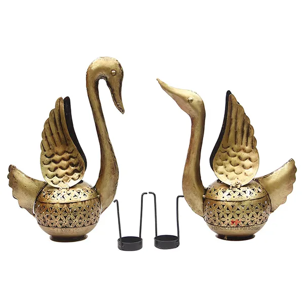 Golden_Swan_Showpiece_In_Wrought_Iron_For_Home_Decor_,_13.75Inch