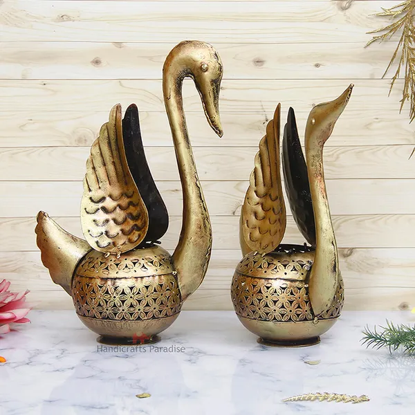 Golden_Swan_Showpiece_In_Wrought_Iron_For_Home_Decor_,_13.75Inch