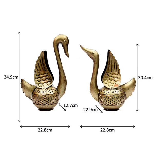 Golden_Swan_Showpiece_In_Wrought_Iron_For_Home_Decor_,_13.75Inch