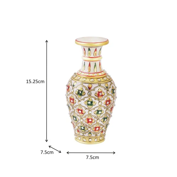 White_Marble_Flower_Vase_With_Emboss_Painted_Mehrab_Design
