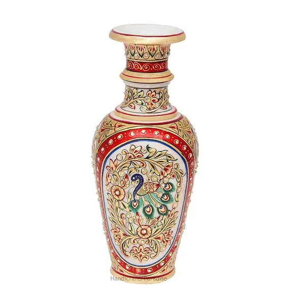 Multicolor_Marble_Flower_Pot_With_Intricate_Emboss_Painting_For_Home_Dacor_-_9_Inch