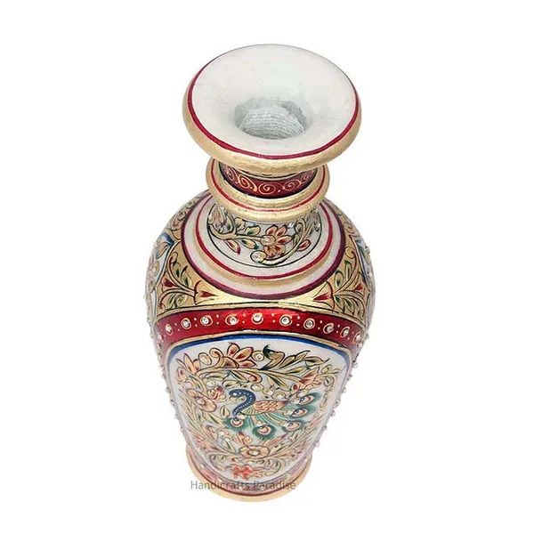 Multicolor_Marble_Flower_Pot_With_Intricate_Emboss_Painting_For_Home_Dacor_-_9_Inch