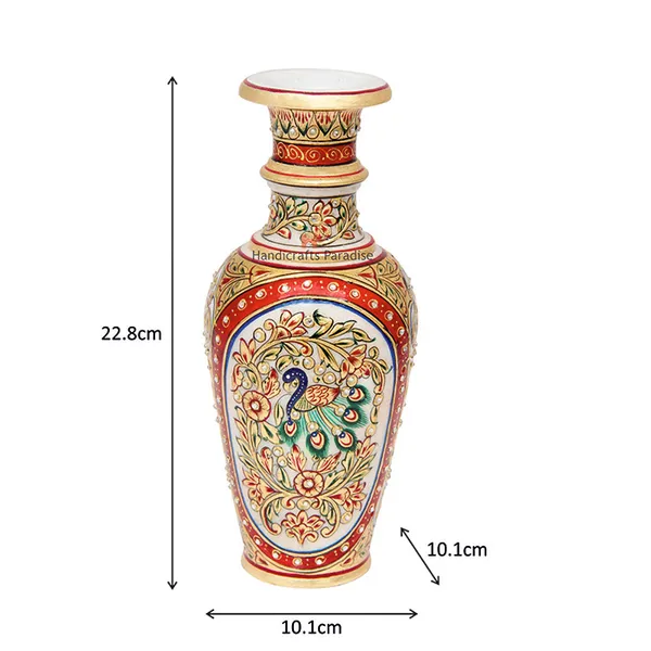 Multicolor_Marble_Flower_Pot_With_Intricate_Emboss_Painting_For_Home_Dacor_-_9_Inch