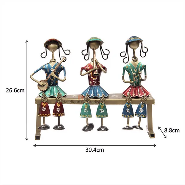 Multicolor_Girls_Seated_On_Stool_Playing_Music_Showpiece_,10.5_Inch