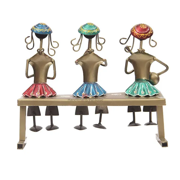 Multicolor_Girls_Seated_On_Stool_Playing_Music_Showpiece_,10.5_Inch