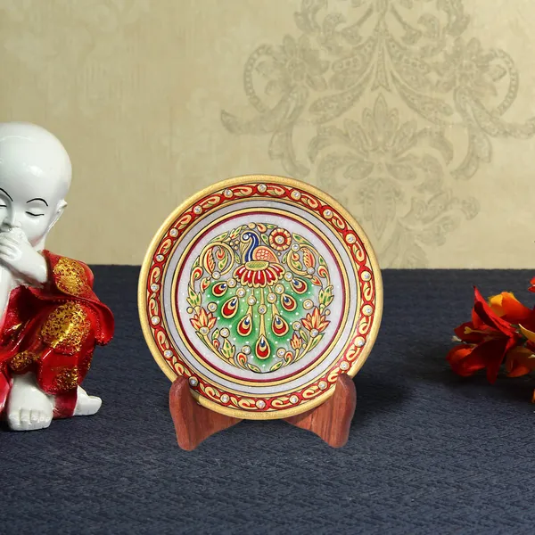 Red_Marble_Plate_With_Intricate_Design_For_Home_Decor