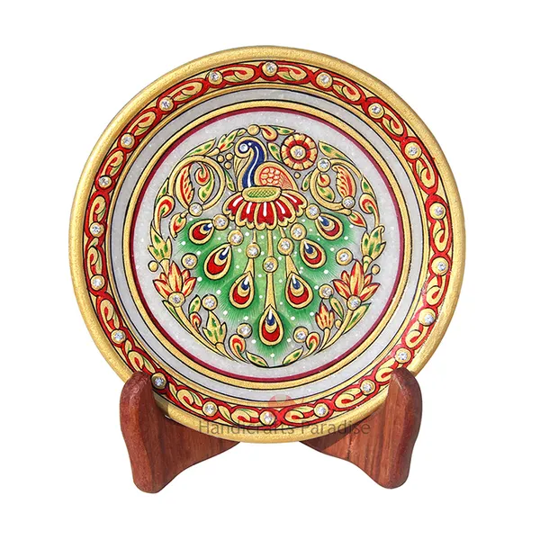 Red_Marble_Plate_With_Intricate_Design_For_Home_Decor