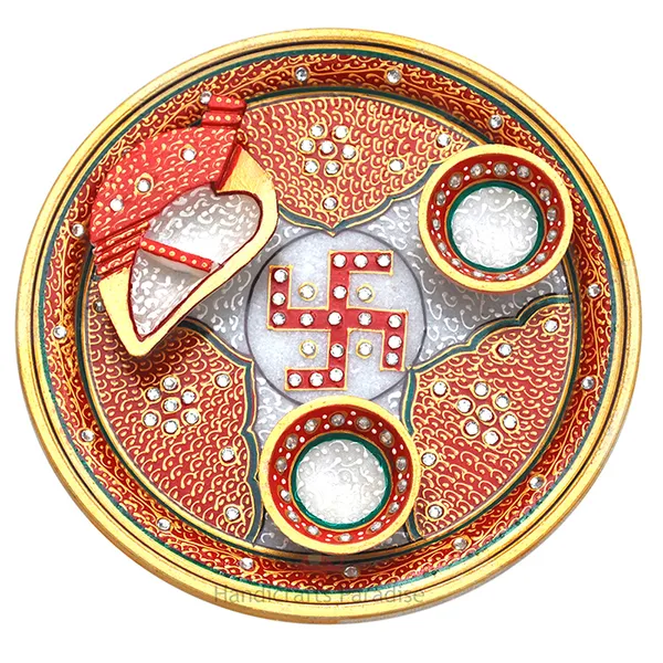 Red_Marble_Aarti_Thali_With_Swastik_Painted_,_7_Inch