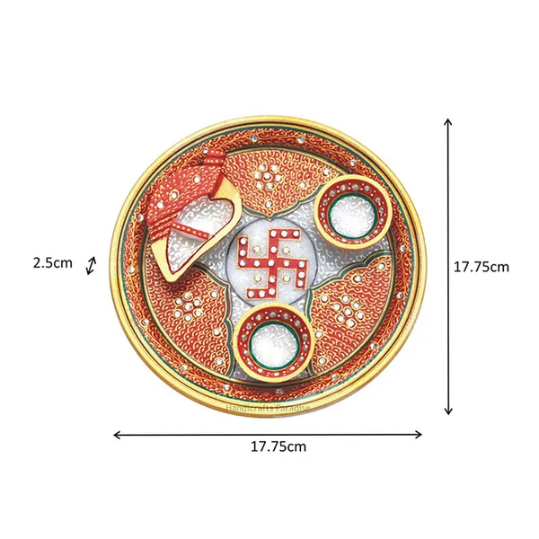 Red_Marble_Aarti_Thali_With_Swastik_Painted_,_7_Inch