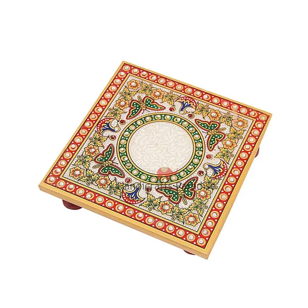 Multicolor_Intricate_Butterfly_Design_Painted_Marble_Chowki,_6_Inch