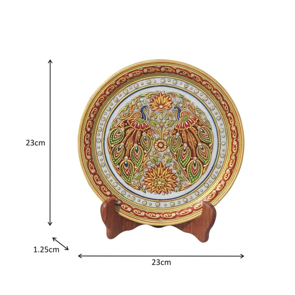 Golden_Peacock_Design_Marble_Plate_For_Home_Decor
