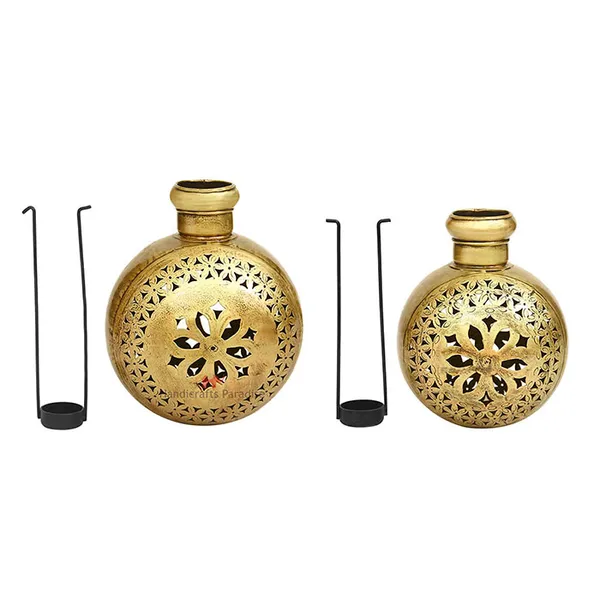 Golden_Kudi_Shape_Tealight_Holder_Cut_Work_For_Home_Decor,_9.75_Inch_(Set_Of_2Pc)
