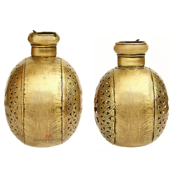 Golden_Kudi_Shape_Tealight_Holder_Cut_Work_For_Home_Decor,_9.75_Inch_(Set_Of_2Pc)