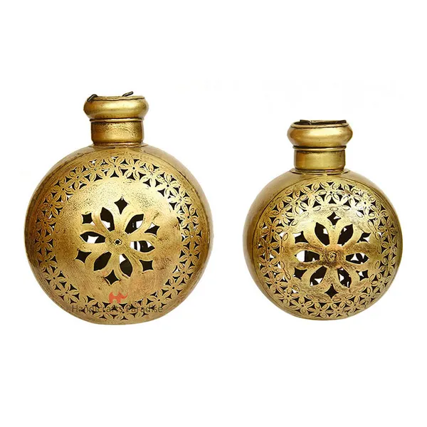 Golden_Kudi_Shape_Tealight_Holder_Cut_Work_For_Home_Decor,_9.75_Inch_(Set_Of_2Pc)